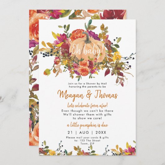 douche per post van het baby shower van de pompoen kaart (Voorkant / Achterkant)