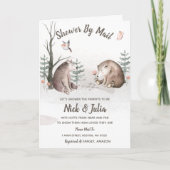 Douche per post, Waterverf Woodland Baby shower in Kaart (Voorkant)