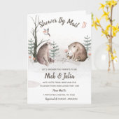 Douche per post, Waterverf Woodland Baby shower in Kaart (Gele Bloem)