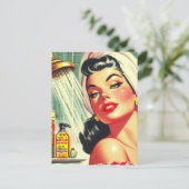  douche Pin Up Briefkaart (Staand voorkant)