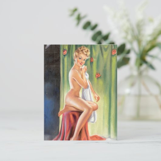 Douche pin-up briefkaart (Staand voorkant)