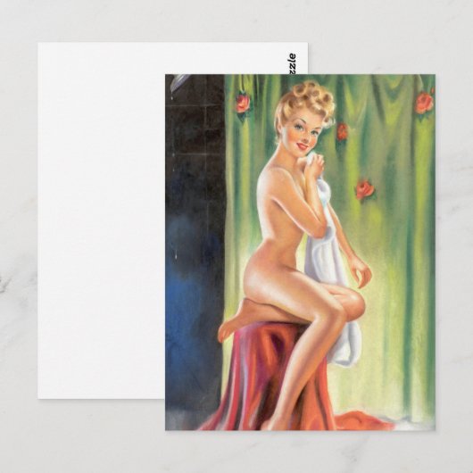 Douche pin-up briefkaart (Voorkant / Achterkant)