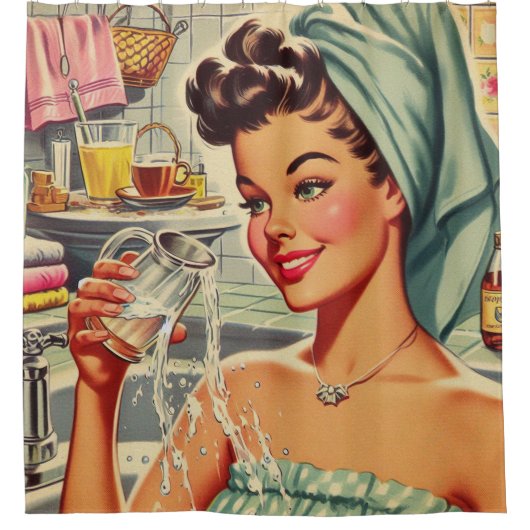  Douche Pin Up Meisje Douchegordijn (Voorkant)