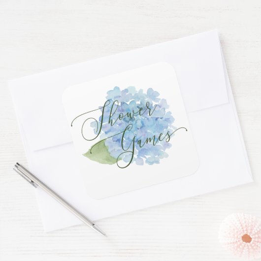 Douche Spelletjes Sticker Blauw Hydrangea (Envelop)