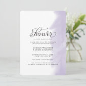 Douche Uitnodiging | Lila Aquarel Streek (Staand voorkant)
