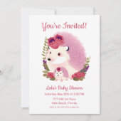 Douche Uitnodiging -Mama en Baby Meisje Hedgehogs (Voorkant)