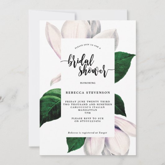  douche - uitnodiging voor de bridal van magnolia (Voorkant)