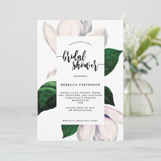  douche - uitnodiging voor de bridal van magnolia (Staand voorkant)