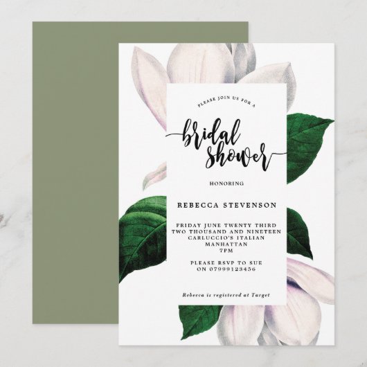  douche - uitnodiging voor de bridal van magnolia (Voorkant / Achterkant)