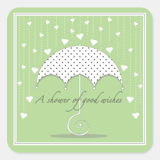 Douche van Harten Groene Baby shower Sticker (Voorkant)