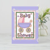 Douche van het Vervoer van het Baby van het roze Kaart (Staand voorkant)