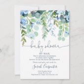 Douche van Mail blue floral Baby shower Kaart (Voorkant)