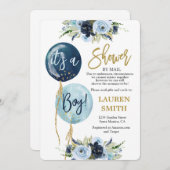 Douche van Mail Navy blauw ballon baby shower boy Kaart (Voorkant / Achterkant)