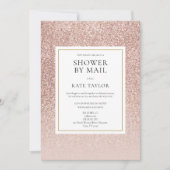 Douche Via Post Verzending Roze Gouden Glitter Kaart (Voorkant)