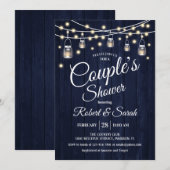 Douche voor koppels - Navy Rustic Wood Kaart (Voorkant / Achterkant)