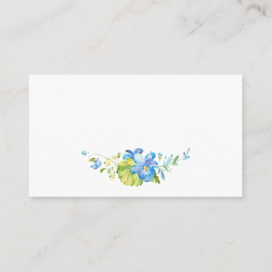 Douche Waterverf Blauw Bloemen Goud Registratie In Informatiekaartje (Achterkant)