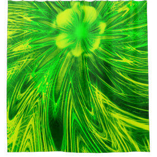 Douchegordijn Abstracte lijnen Groene Bloem
