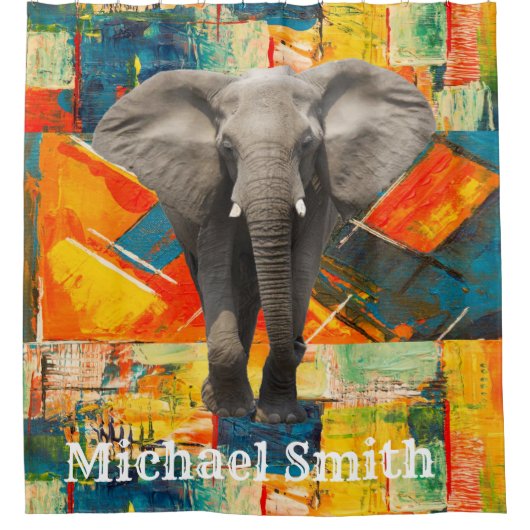 Douchegordijn Abstracte olifant (Voorkant)