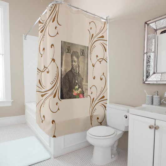 Douchegordijn Afrikaans Amerikaans Meisje Bloemen (In situ)