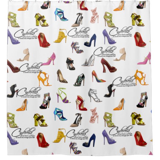 Douchegordijn Assepoester Quote Schoenen Hakken Po (Voorkant)