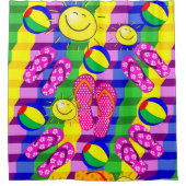 Douchegordijn Beach House Sun Teenslippers (Voorkant)