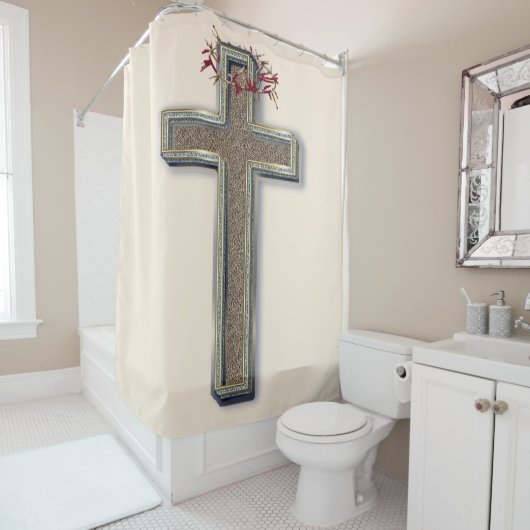 Douchegordijn beige achtergrond (In situ)