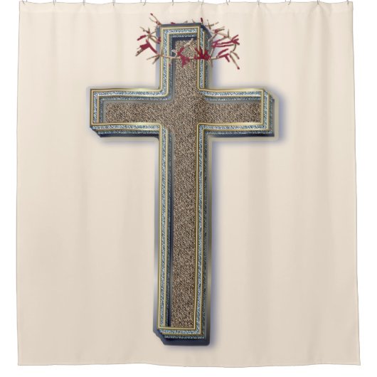 Douchegordijn beige achtergrond (Voorkant)