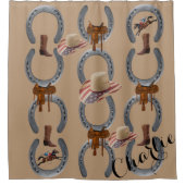 Douchegordijn Beige Country Horse Hooves (Voorkant)