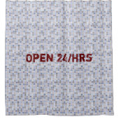 Douchegordijn Blauw Bruin Open 24 uur (Voorkant)