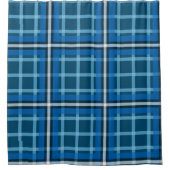 Douchegordijn Blauw Schots Geruit Rutpatroon (Voorkant)