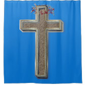 Douchegordijn blauwe achtergrond (Voorkant)