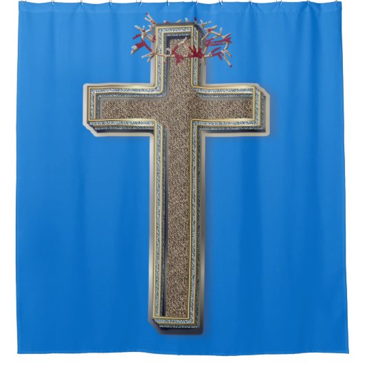 Douchegordijn blauwe achtergrond (Voorkant)