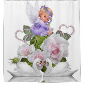 Douchegordijn Bloemenengel Witte zwanen (Voorkant)