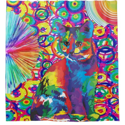 Douchegordijn Bloemenkat Kitten (Voorkant)