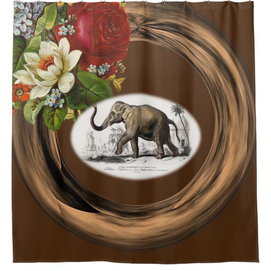 Douchegordijn Bloemenolifant (Voorkant)