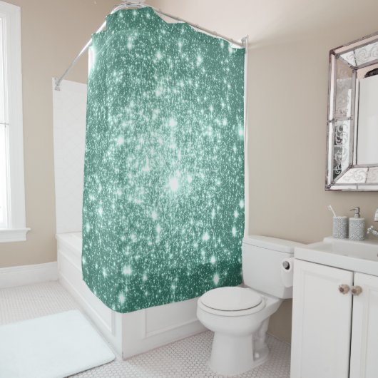 Douchegordijn Bord Mint Astrale Glitter (In situ)