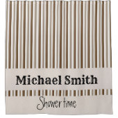 Douchegordijn Bruin Beige Streep (Voorkant)