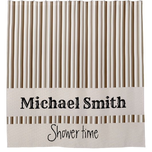 Douchegordijn Bruin Beige Streep (Voorkant)