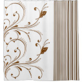 Douchegordijn Bruin Floral Stripe (Voorkant)