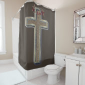 Douchegordijn bruine achtergrond (In situ)