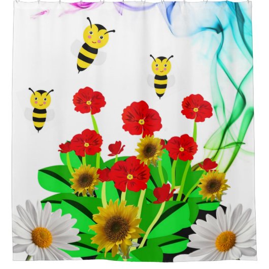 Douchegordijn Bumblebee Bloemen Zonnebloem (Voorkant)