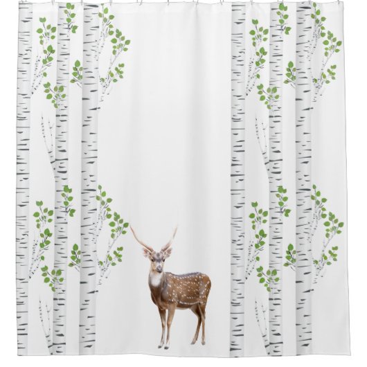Douchegordijn Deer Doe Buck Forest Woodland Hunti (Voorkant)