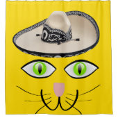 Douchegordijn Gele Kat Sombrero (Voorkant)