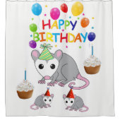 Douchegordijn Gelukkige Verjaardag Possum (Voorkant)