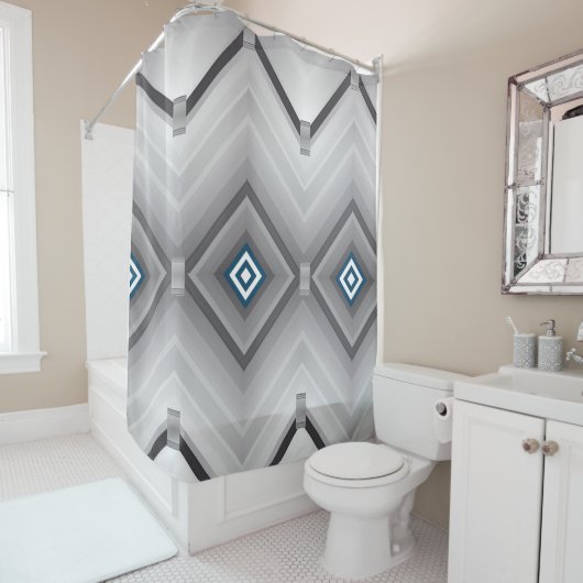 Douchegordijn Grijs Zwart Wit (In situ)