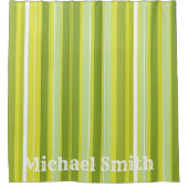 Douchegordijn Groen Wit Gele Streep (Voorkant)