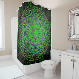 Douchegordijn, Groen Zwart Kaleidoscoop Art Douchegordijn