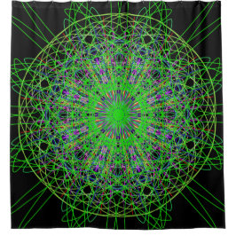 Douchegordijn, Groen Zwart Kaleidoscoop Art Douchegordijn