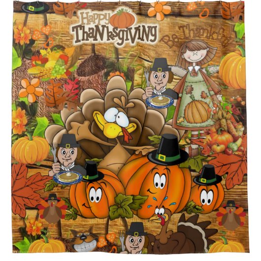 Douchegordijn Happy Thanksgiving Day (Voorkant)