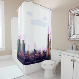 Douchegordijn ideeën - City Skyline Design